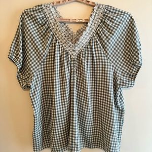Madewell 4X Green and White Top